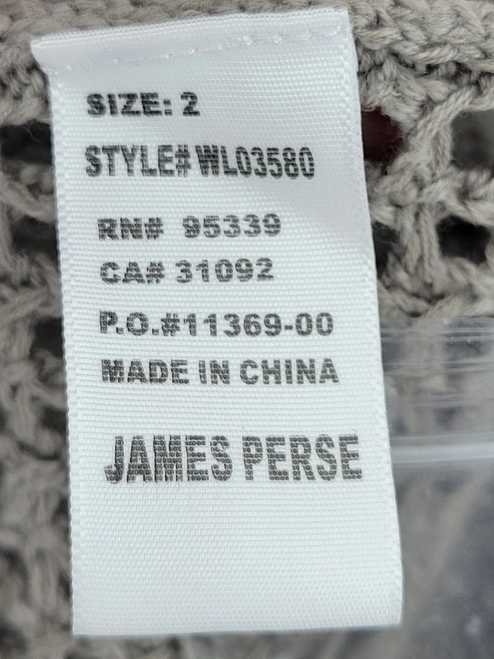 Suéter James Perse Mujer Mediano 2 Marrón Tejido Abierto Con Cordones Escote Con Capucha Foto 4 de 4