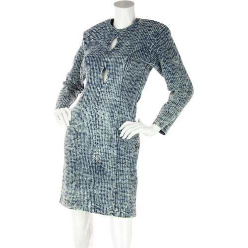Vintage Contempo Casuals Acid Wash Keyhole Festival Retro Mini Denim Jean Dress - Picture 6 of 7