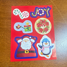Christmas Card Stickers Sheet Santa Penguin Joy Candy Cane