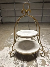 Modern Two-tiered Serving Stand Tray Food Display Marble ￼