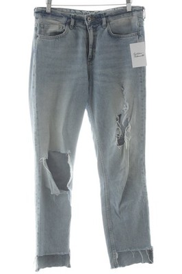H&M Skinny Jeans Damen Jeans Gr. DE 36 himmelblau-wollweiß Destroy-Optik