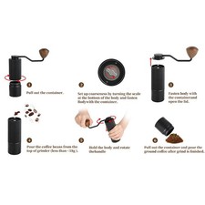 Moulin à café portable compact avec casserole en aluminium et bavures en acier