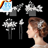 4 StüCk Haarschmuck Hochzeit Perle Blume Braut Haarkamm Strass Brautschmuck Brau