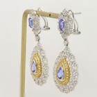 18k Diamond Tanzanite Earring changeable removable Brilliant chandelier Dangle — photo 3