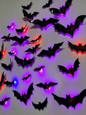 24 Pack Halloween 3D Glowing Bat Decorations Suitable For Halloween Party