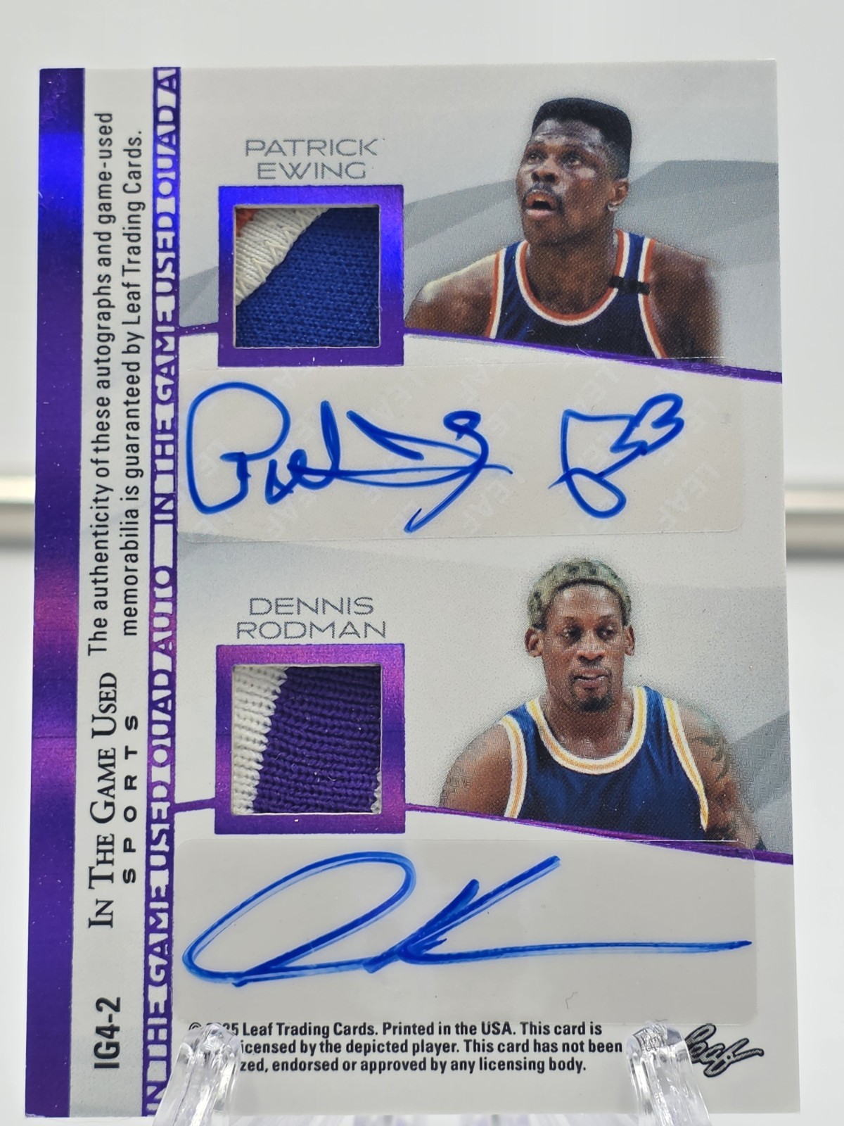 2025 Leaf In The Game Used Magic Johnson Barkley-Ewing-Rodman Quad Relic Auto /6 view 16