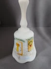 Fenton Christmas Yellow Ribbon Opal Satin Bell Hand Painted Signed by Artist