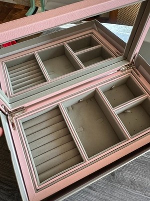 Pandora Large Pink Two Tier Jewelry Box A005 Authentic 11x6x4 new