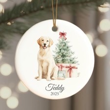 Personalized Cream Golden Retriever Christmas Ornament Custom Name Christmas ...