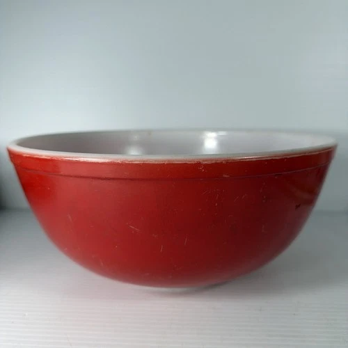 Vintage Pyrex 404 RED 4 Qt. Large 10" Nesting Mixing Bowl Primary Color USA