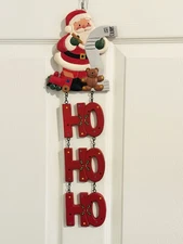 Kurt S. Adler Christmas Wall Hanging Santa List Ho Ho Ho Carved Wood Sign