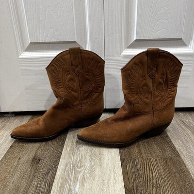 Vtg Guess By Georges Marciano Leather Cowboy Roper Boots Women s 9 Caramel Spain