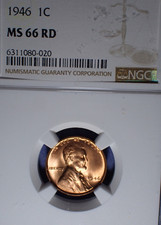 1946 Lincoln cent  NGC MS 66 Red