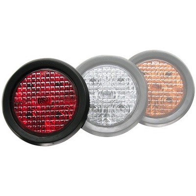 T40-RRFB-1 4'' Round STT Lamp Red Lens Pig Tail w/.180 Bullet w/flange - 1EA