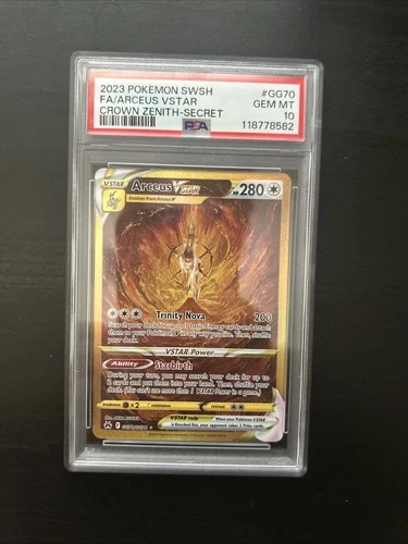 PSA 10 GEM MT Graded Pokemon 2023 Gold Arceus VSTAR GG70 SWSH Crown Zenith