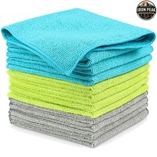 Microfiber Cleaning Cloths 12 Pack Multi-Colored 12 in x 12 in Car Towels