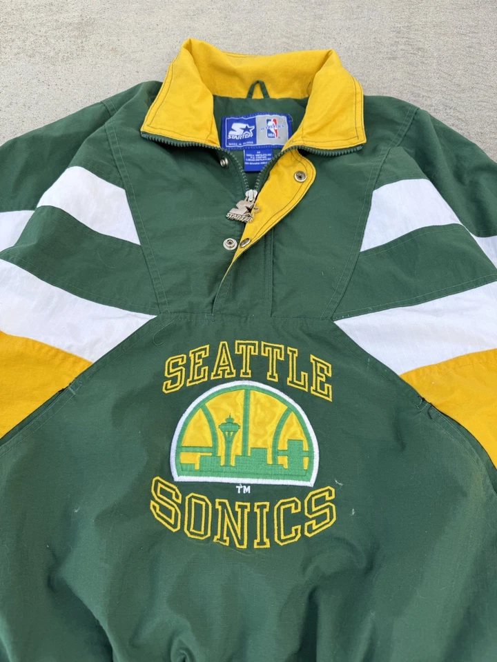 Vintage 90's Starter Seattle Sonics Supersonics Jacket NBA Mens Size M - Image 3 of 4