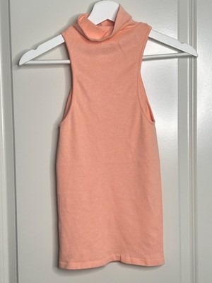 NWT FREE PEOPLE  Always Ready Seamless Turtleneck Tank Electric Nectar Peach M