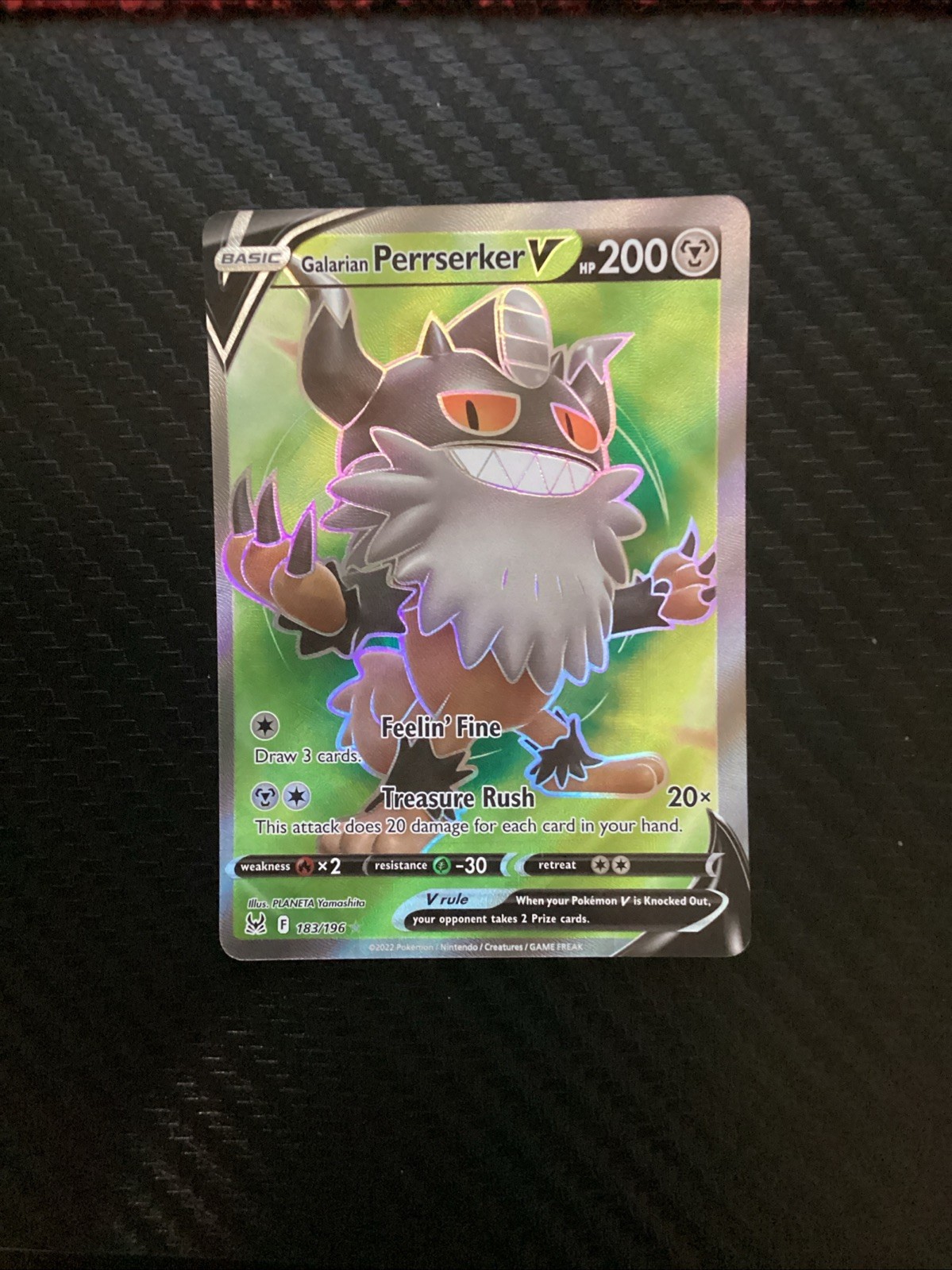 Galarian Perrserker V (Full Art) 183/196 Swsh11: Pokemon Card Lost Origin - NM