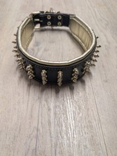 COLLIER CHIEN EN CUIR VÉRITABLE CLOUTÉ BESTIA XL 57,5 cm à 65 cm NOIR & OR MASTIFF