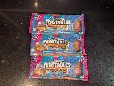 Mr Beast Feastables Creamy Peanut Butter Eggs 5 Pack. 3 Bags in Total