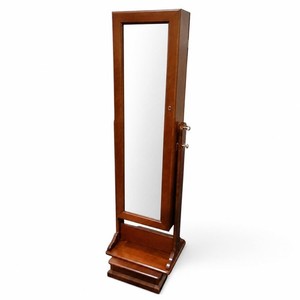 Standing Cherry Wood Jewelry Armoire Cheval Mirror Locking - Local Pickup Only