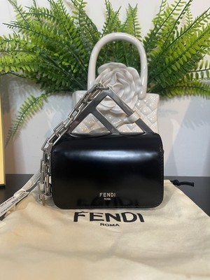 NWT Fendi First Nano Black With Silver Wristlet Bag | eBay