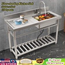 Commercial Sink Utility Sink 1 Compartment Kitchen Stainless Steel Prep Table