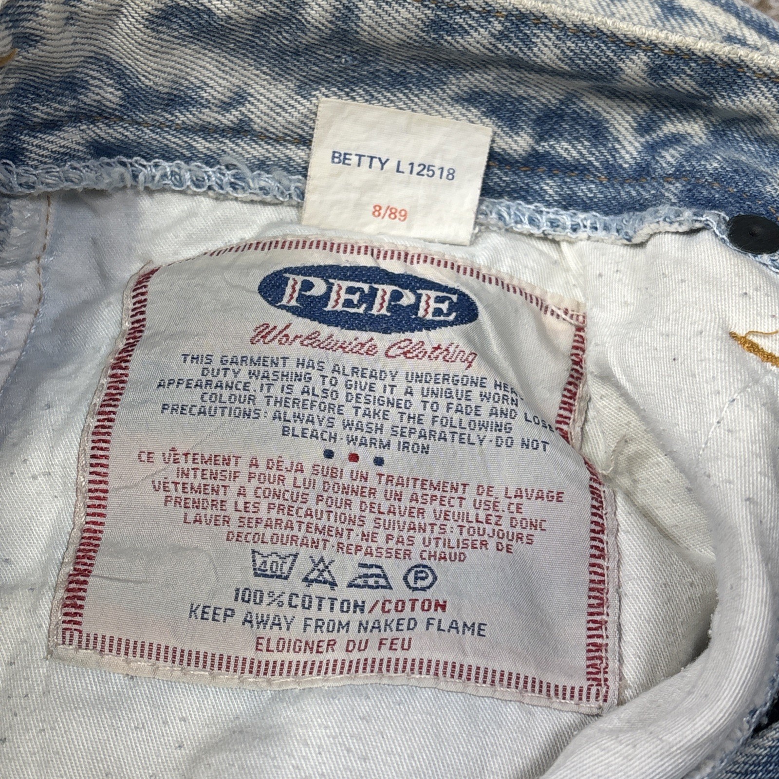 Vintage Pepe Jeans High Waist Button Original Betty Womens 22/13 Fits 28 X 32 - View 5