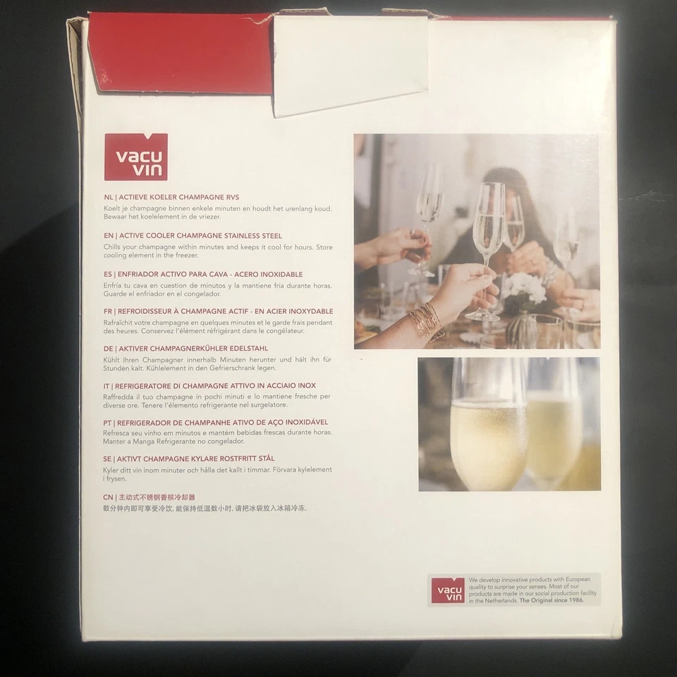 Enfriador activo Vacu Vin de acero inoxidable champán elegante botella de vino enfriador de hielo Foto 3 de 4