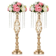 Nuptio 2 Pcs Crystal Flower Stand Wedding Centerpieces for Tables, 21.7in/55c...