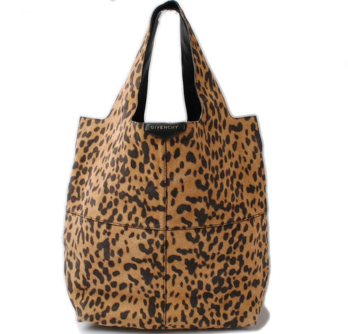 Givenchy Suede Lambskin Leopard Print Tote Beige / Black Unisex Bag #PTB090