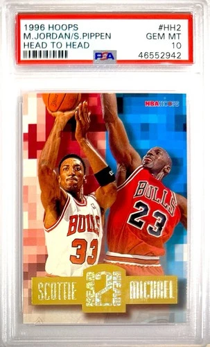 1996 Michael Jordan Scottie Pippen Head To Head PSA 10 POP 100 Gold Foil Hoops 2