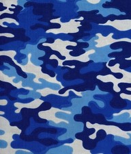 Fabric By The Yard - Blue Camouflage - 44 Wide - cotton/synthetic blend