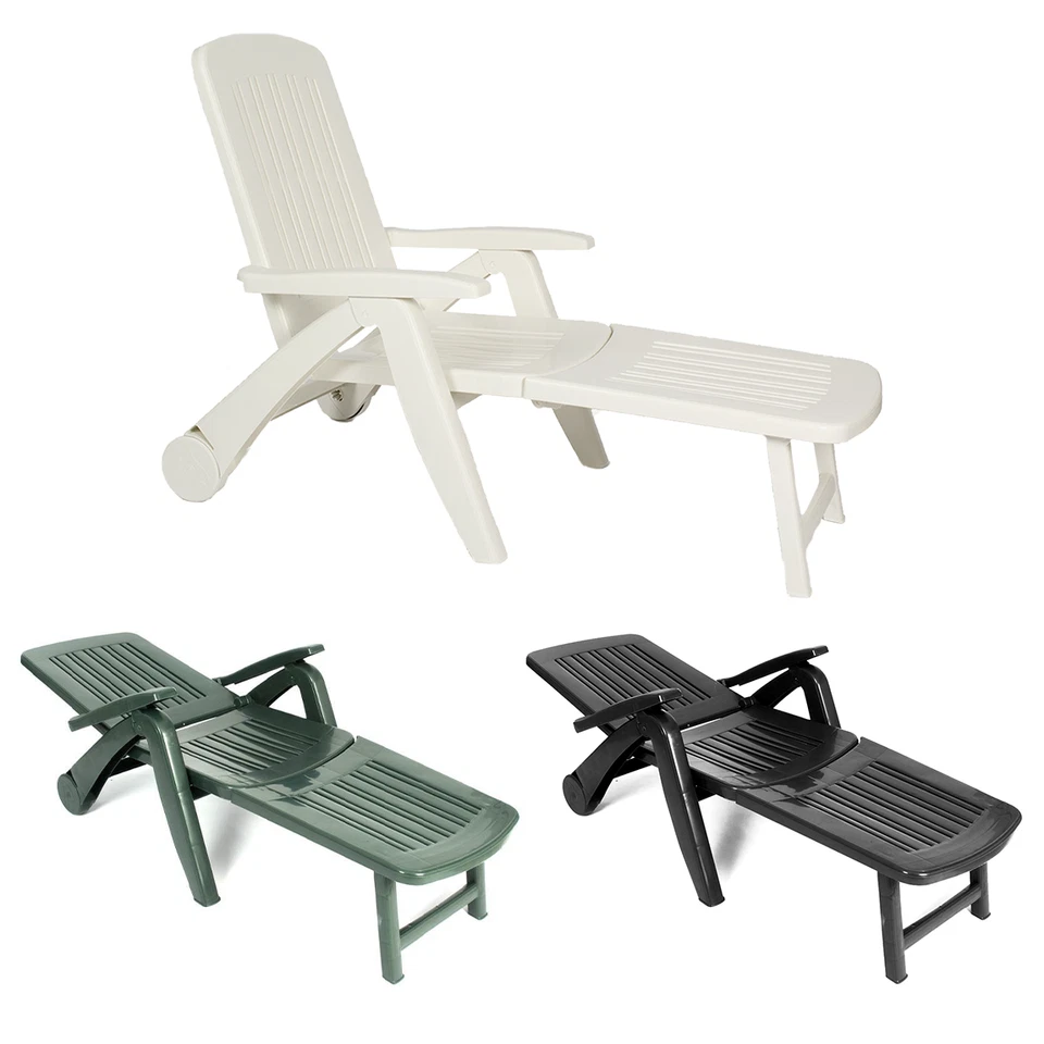 Lettino Prendisole Cancun Sdraio con Ruote in Polyrattan Pieghevole 72x190x60cm - Immagine 2 di 4