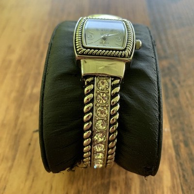 Vintage Women Vivani Watch Silver Tone Cuff Watch Rhinestone  display picture 1