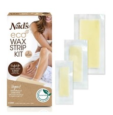 NADS ECO WAX STRIP KIT 3-Sizes 24-Wax Strips Vegan Naturally Derived.