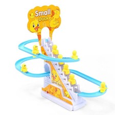 Small Duck Climbing Stairs Toy – Elektrisches Enten Treppe Rutschen Set mit Lich
