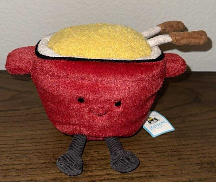 Jellycat Amuseables Cheese Fondue Red Pot Stuffed Plush AUTHENTIC