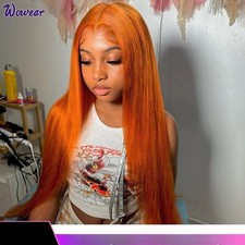 Straight Ginger Orange Human Hair Wig Lace Front 13x6 13x4 Frontal Colored Wigs