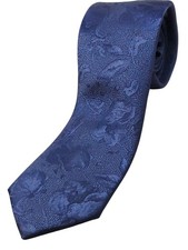 BAR III Poly Cotton Blend Skinny Tie Men's 61" Navy Blue Floral Necktie NEW