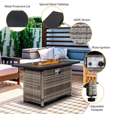 MOTOOS 43" Square Fireplace Propane Fire Pit Patio Gas Table 50,000BTU Fire