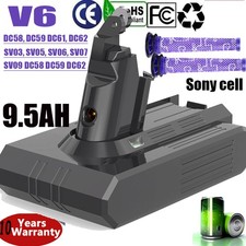 9.5Ah Battery For Dyson V6 SV03 SV06 Handheld Vacuum Battery DC58 w/2x filters