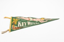 Early Vintage Key West Florida Swimmer Souvenir Felt Pennant 27