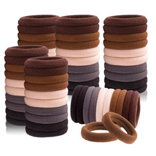 Hair Ties for No Damage, 100 PCS Soft Seamless Cotton Nylon Elastic Ponytail H