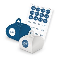 Itenga Set Fisch Blau Weiß M31 24X Geschenkbox Karton Mit Griff Blau U Sticker