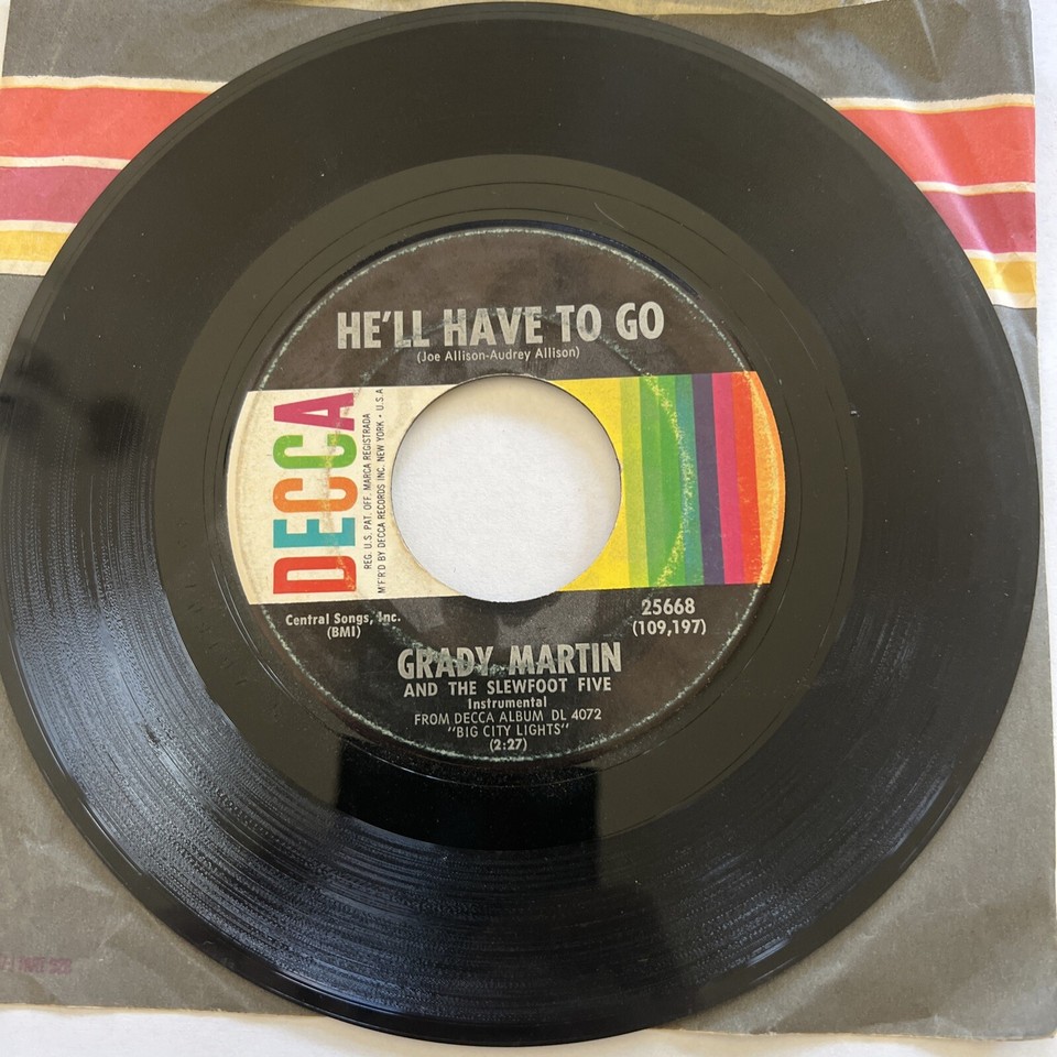 45 RPM vinyl, Grady Martin, bully of the town/he’ll have to go | eBay