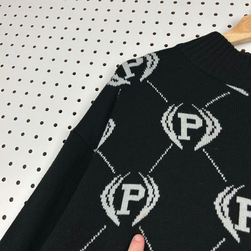 Phat Farm schwarz Streetwear All Over Gr. XXL Strick Pullover Opa 90er Logo Schildkröte - Bild 5 von 7