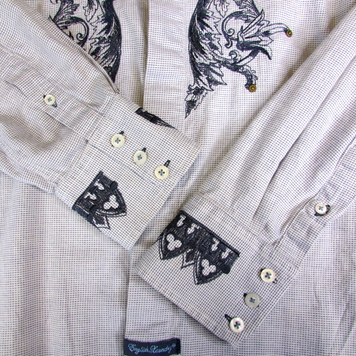 English Laundry Christopher Wicks Embroidered Mens Shirt Size M Blue Long Sleeve - Picture 4 of 14