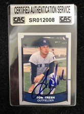 TOM TRESH 1989 PACIFIC AUTOGRAPHED SIGNED AUTO BASEBALL CARD CAS COA 25 YANKEES